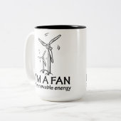 Ich bin ein Fan der erneuerbarer Energie Zweifarbige Tasse (Vorderseite Links)