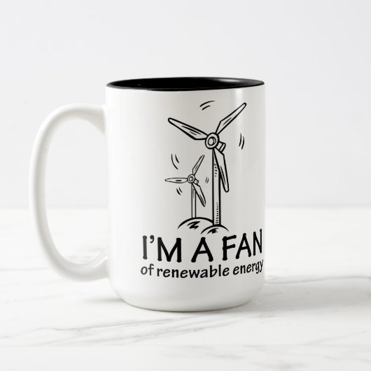 Ich bin ein Fan der erneuerbarer Energie Zweifarbige Tasse (Links)