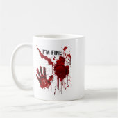 Ich bin ein feiner blutiger Spritzer, der an Blut Kaffeetasse (Links)