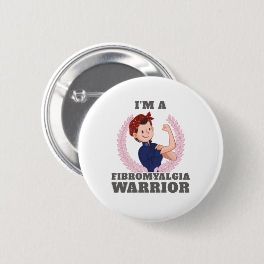 Ich bin ein Fibromyalgie-Krieger-FM-Geschenk Button (Vorne & Hinten)