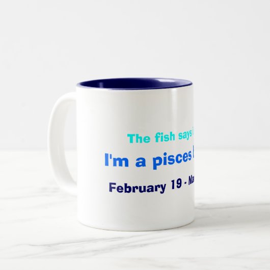 Ich bin ein Fisch-Baby!! Zweifarbige Tasse (Vorderseite Links)