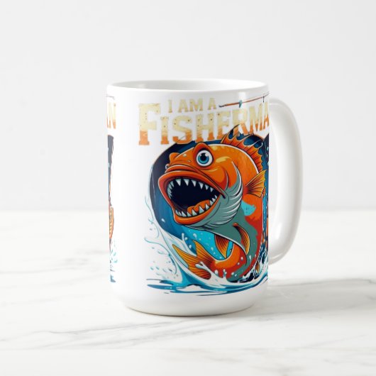 Ich bin ein Fischer - kühne und lustige Big Fish D Kaffeetasse (VorderseiteRechts)