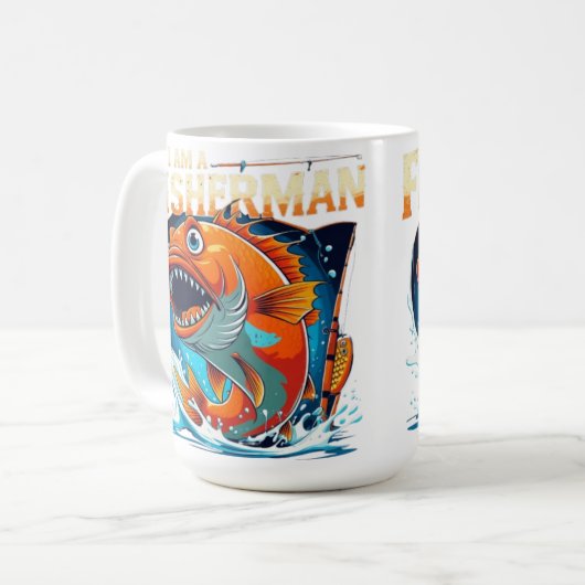 Ich bin ein Fischer - kühne und lustige Big Fish D Kaffeetasse (Vorderseite Links)