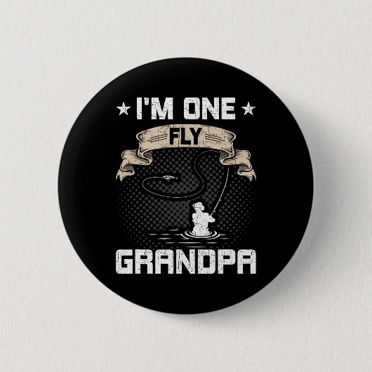 Ich bin ein Fliegenopa Fly Fishing Opa Button (Vorderseite)