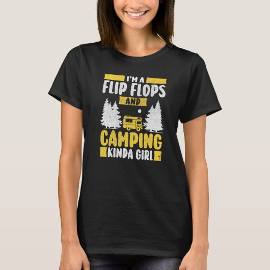 Ich bin ein Flip Flops und Camping Kinda Girl Moto T-Shirt (Vorderseite)