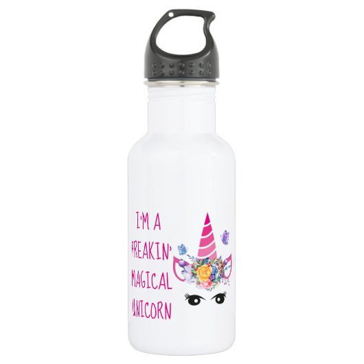 Ich bin ein Freakin' Magical Unicorn Funny Edelstahlflasche (Vorderseite)