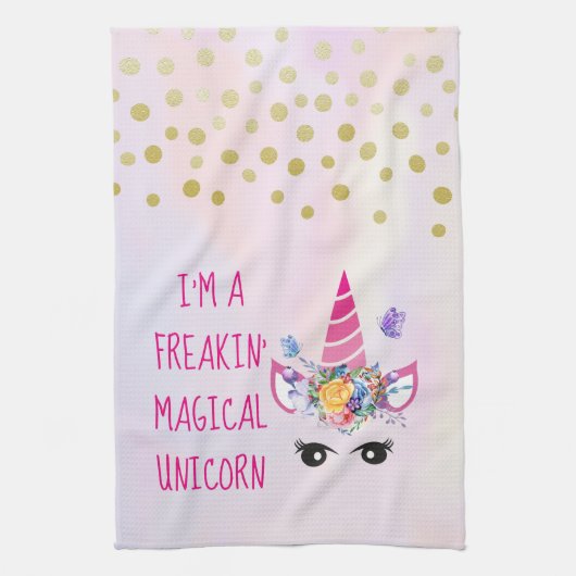 Ich bin ein Freakin' Magical Unicorn Funny Geschirrtuch (Vertikal)