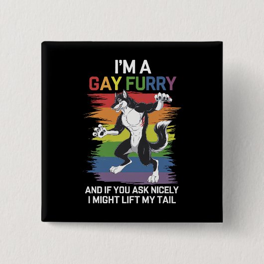 Ich bin ein Gay Furry Fox Rainbow LGBTQ Pride Button (Vorderseite)