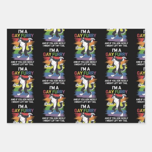 Ich bin ein Gay Furry Fox Rainbow LGBTQ Pride Geschenkpapier Set (Vorderseite)