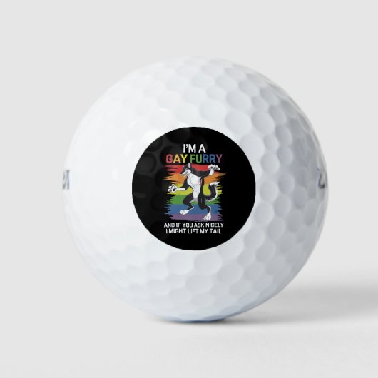 Ich bin ein Gay Furry Fox Rainbow LGBTQ Pride Golfball (Vorderseite)