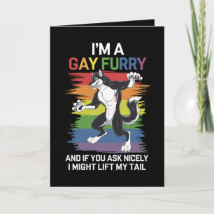Ich bin ein Gay Furry Fox Rainbow LGBTQ Pride Karte