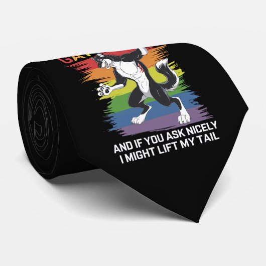 Ich bin ein Gay Furry Fox Rainbow LGBTQ Pride Krawatte (Gerollt)