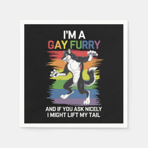Ich bin ein Gay Furry Fox Rainbow LGBTQ Pride Serviette