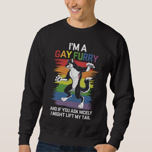 Ich bin ein Gay Furry Fox Rainbow LGBTQ Pride Sweatshirt (Vorderseite)