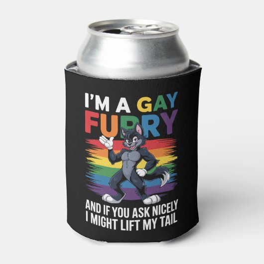 Ich bin ein Gay Furry Rainbow Fox Wolf Pride Monat Dosenkühler (Kanne Vorderseite)