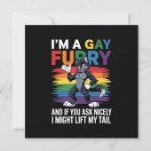 Ich bin ein Gay Furry Rainbow Fox Wolf Pride Monat Einladung (Vorderseite)