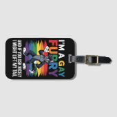 Ich bin ein Gay Furry Rainbow Fox Wolf Pride Monat Gepäckanhänger (Vorderseite (Horizontal))