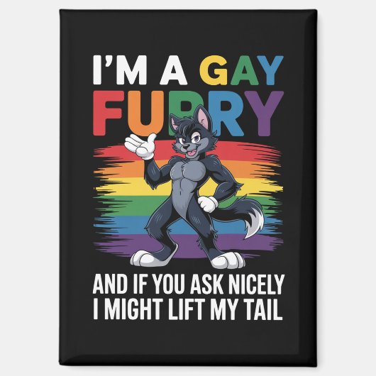 Ich bin ein Gay Furry Rainbow Fox Wolf Pride Monat Magnet (Vorderseite)