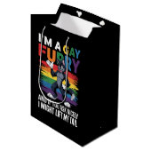 Ich bin ein Gay Furry Rainbow Fox Wolf Pride Monat Mittlere Geschenktüte (Vorderseite Schrägansicht)