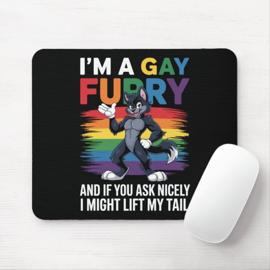 Ich bin ein Gay Furry Rainbow Fox Wolf Pride Monat Mousepad (Mit Mouse)