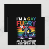 Ich bin ein Gay Furry Rainbow Fox Wolf Pride Monat Postkarte (Vorne/Hinten)