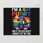 Ich bin ein Gay Furry Rainbow Fox Wolf Pride Monat Postkarte (Vorderseite)