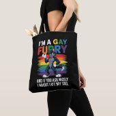 Ich bin ein Gay Furry Rainbow Fox Wolf Pride Monat Tasche (Von Nahem)