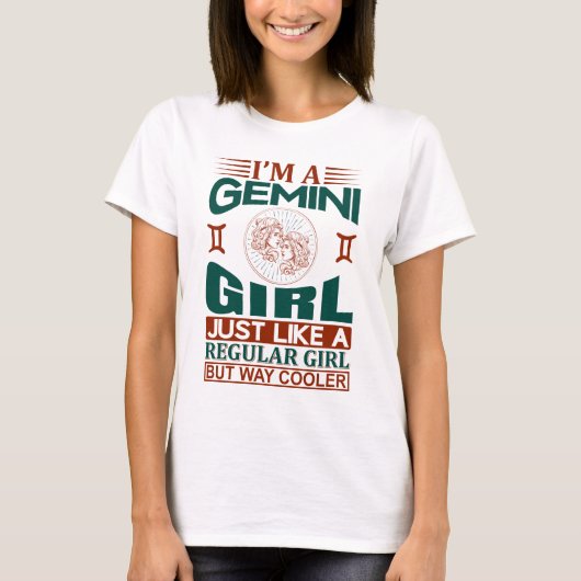Ich bin ein Gemini Girl Cool Zodiac Sign T-Shirt (Vorderseite)