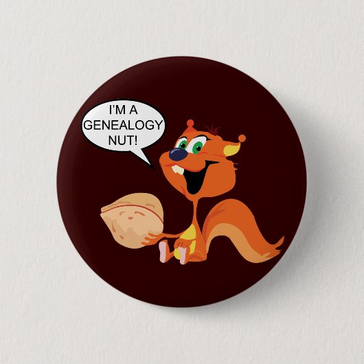Ich bin ein Genealogie-Nuss-Eichhörnchen Button (Vorderseite)