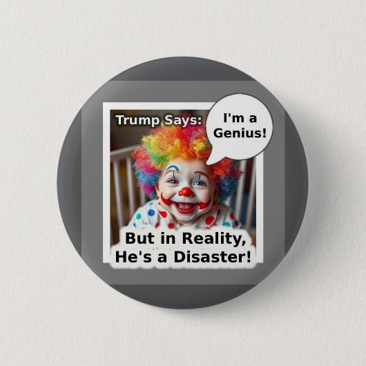 Ich bin ein genialer Baby Clown Cartoon Button (Vorderseite)