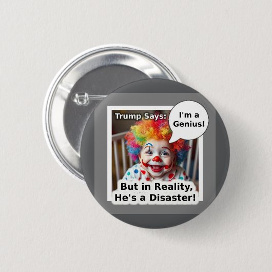 Ich bin ein genialer Baby Clown Cartoon Button (Vorne & Hinten)
