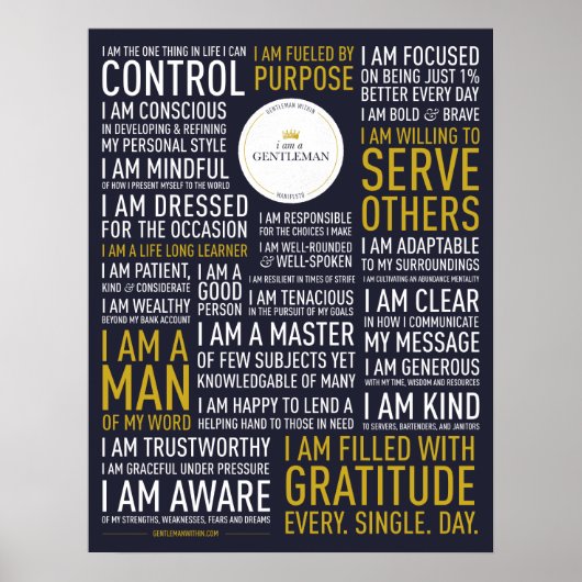 Ich bin ein Gentleman Manifesto (18x23 Zoll) Poste Poster (Vorne)