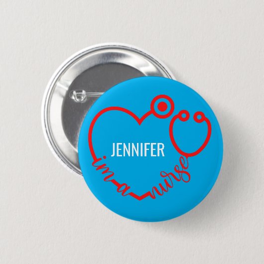 Ich bin ein Geschenk von Nurse Stethoscope Heart C Button (Vorne & Hinten)