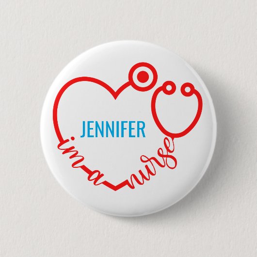 Ich bin ein Geschenk von Nurse Stethoscope Heart C Button (Vorderseite)