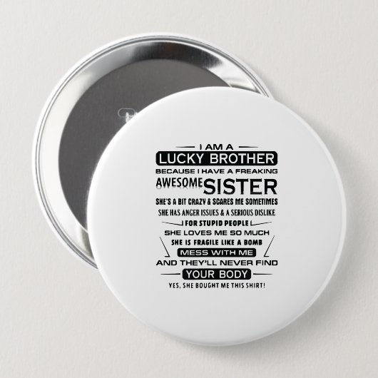 Ich bin ein glücklicher Bruder Geschenke für Brude Button (Vorne & Hinten)