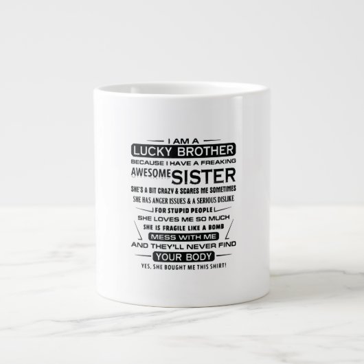 Ich bin ein glücklicher Bruder Geschenke für Brude Jumbo-Tasse (Vorderseite)