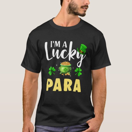 Ich bin ein glücklicher Para Irish Kleeblatt St Pa T-Shirt (Vorderseite)