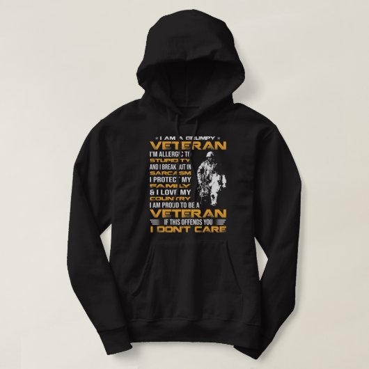 Ich bin ein glühender Veteran, der stolz ist Veter Hoodie (Design vorne)