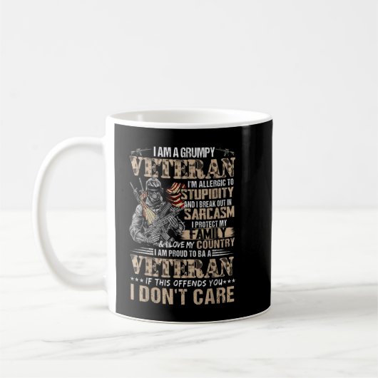 Ich bin ein grausamer Veteran Sarcasm American Pat Kaffeetasse (Links)