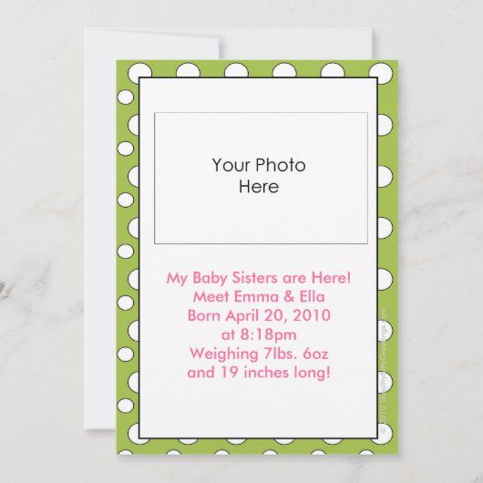 Ich bin ein großer Bruder (Zwillingsschwestern) Ankündigung (Rückseite)