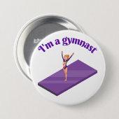 Ich bin ein Gymnastikmädchen mit Leotard auf Lila  Button (Vorne & Hinten)
