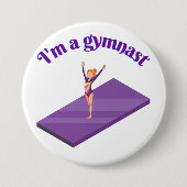 Ich bin ein Gymnastikmädchen mit Leotard auf Lila  Button (Vorderseite)