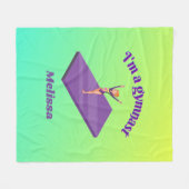 Ich bin ein Gymnastikmädchen mit Leotard auf Lila  Fleecedecke (Vorderseite (Horizontal))
