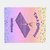 Ich bin ein Gymnastikmädchen mit Leotard auf Lila  Fleecedecke (Vorderseite (Horizontal))