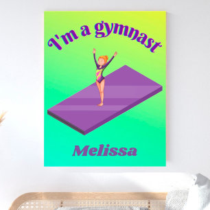 Ich bin ein Gymnastikmädchen mit Leotard auf Lila  Fotodruck