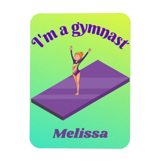 Ich bin ein Gymnastikmädchen mit Leotard auf Lila  Magnet (Vertikal)