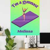 Ich bin ein Gymnastikmädchen mit Leotard auf Lila Poster (Heimbüro)