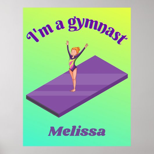 Ich bin ein Gymnastikmädchen mit Leotard auf Lila Poster (Vorne)