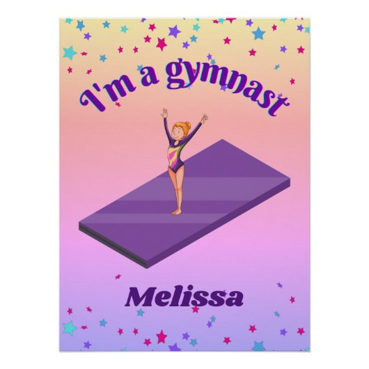 Ich bin ein Gymnastikmädchen mit Leotard auf Lila Poster (Vorderseite)