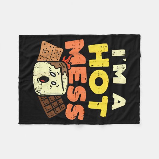 Ich bin ein heißes Durcheinander Marshmallow Smore Fleecedecke (Vorderseite (Horizontal))